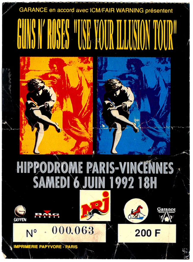 Place de concert Guns N' Roses 1992